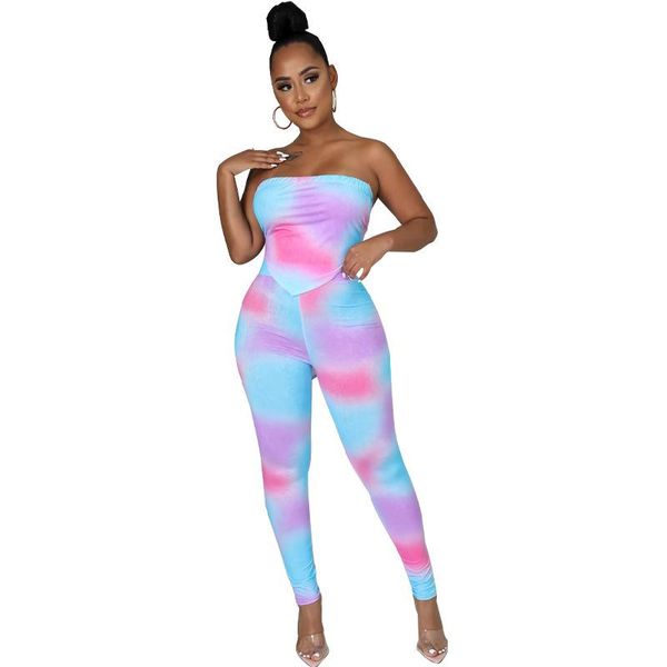 

women's two piece pants women slim print set strapless lace up tight pencil pant 2021 autumn streetwear casual party club suits, White