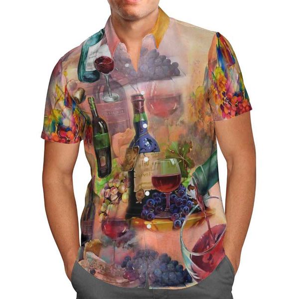 

men's casual shirts grape wine 3d beach hawaiian 2021 summer shirt short sleeve streetwear oversized 5xl camisa social chemise homme-11, White;black