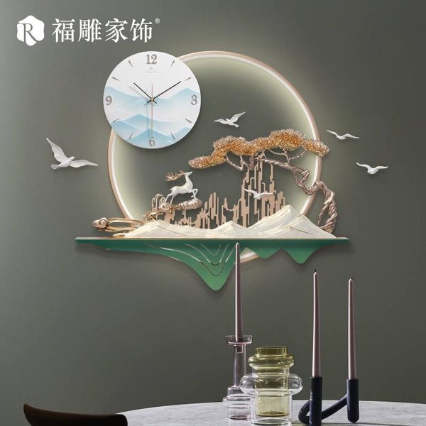 

wall clocks wrought iron pendant chinese light luxury metal decoration living room hanging clock creative