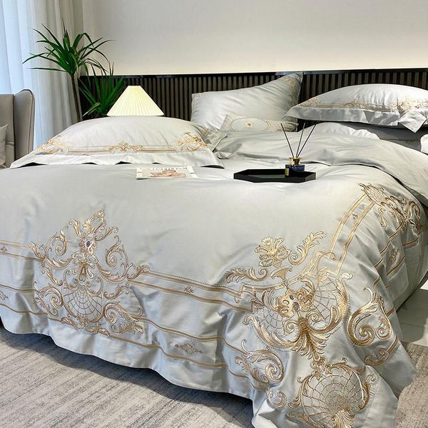 

bedding sets luxury european villa 100s egyptian cotton fine embroidery set double duvet cover bed sheet pillowcases bedclothes