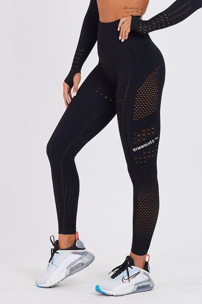 

women's leggings gymwolves seamless sports | seamles aktive power series, Black