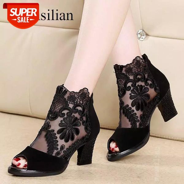 

summer peep toe sandals heels ladies pumps square heels sweet lace wedding party shoes black sandalia de festa plus size 43 #w89q
