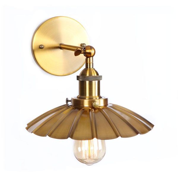 

vintage nordic led wall light with 24cm gold iron umbrella lampshade mirror bedroom living room sconce applique murale lamp