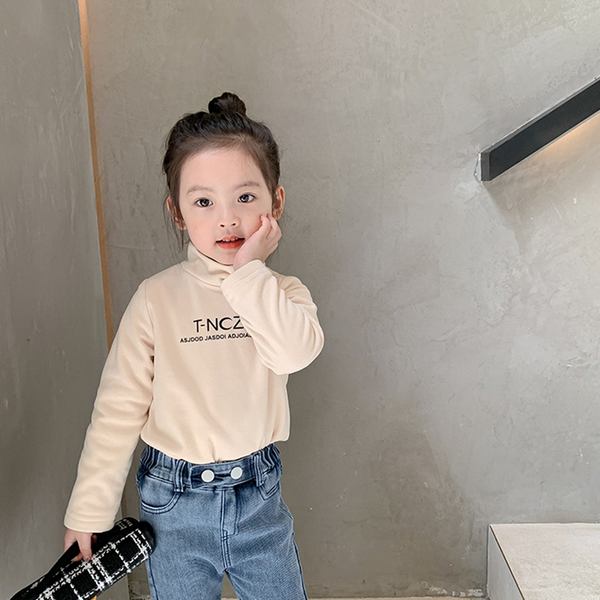 

girls baby bottoming t-shirts new solid color letter childrens girl t-shirts cotton casual bottoming shirt girls, White;black