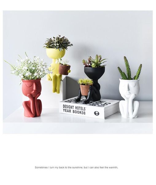

vases nordic minimalist ceramic abstract vase black yellow human face creative display room decorative figue head shape