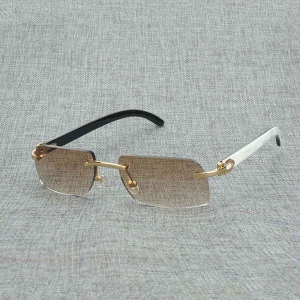 

2022 factory wholesale new model vintage square wood men natural buffalo horn glasses for outdoor rimless style small lens shades white blac, White;black