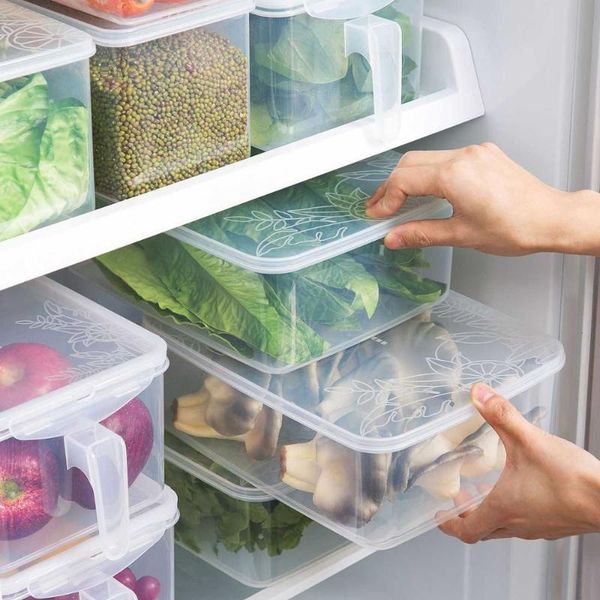 

storage bottles & jars carved kitchen box container transparent large sealed home organizer refrigerator boxes with lid