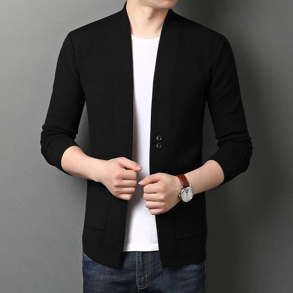 

men's sweaters 2021 cardigan korean sweater men fashion mens outer wear thin coat clothes plus size 4xl, White;black