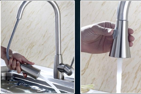 

kitchen faucets single handle pull out tap hole swivel 360 degree water mixer