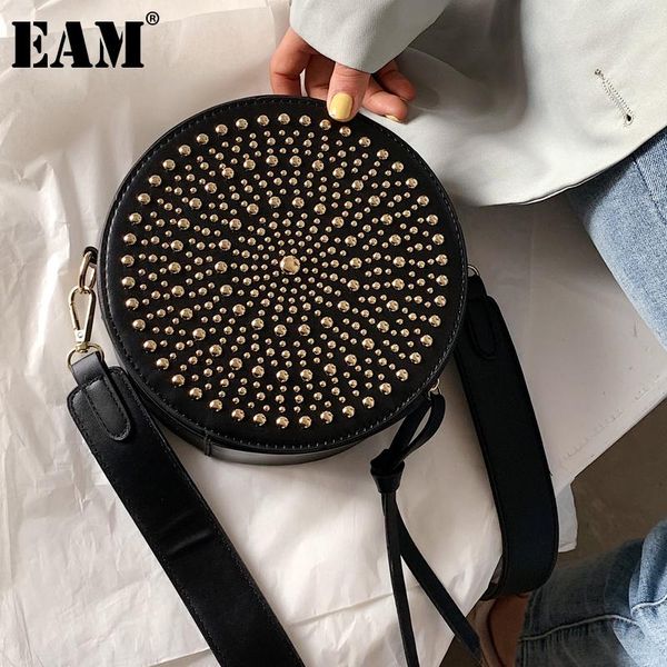 

shoulder bags [eam] women summer small rivet circular pu leather personality all-match crossbody bag fashion tide 2021 18a2666