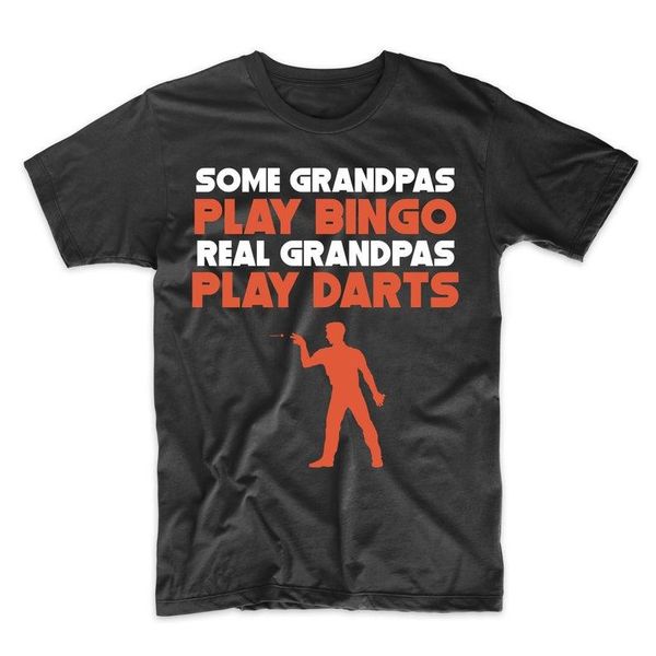 

men's t-shirts funny darts grandpa shirt - some grandpas play bingo real t-shirt, White;black