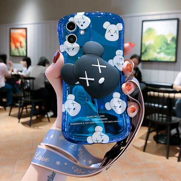 

(case+film) blu-ray cartoon small waist the iphone 12 pro max phone case apple 11/8 plus with lanyard xr x stand xs cases