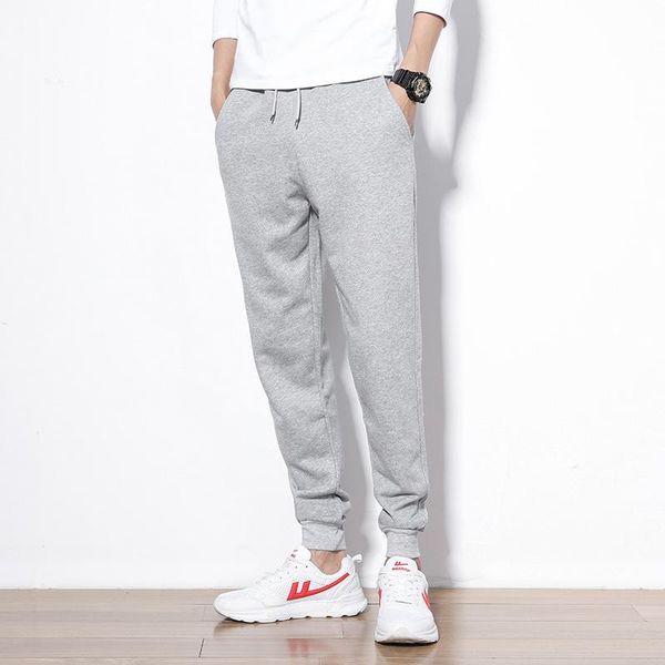 

men's pants autumn winter fleece thick solid color sweatpants men casual closing black skinny plus size thicken keep warm