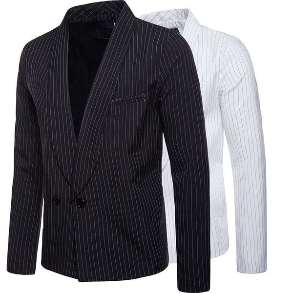 

& men's suits blazers autumn and winter striped large body fashion casual design lapel suit coat, White;black