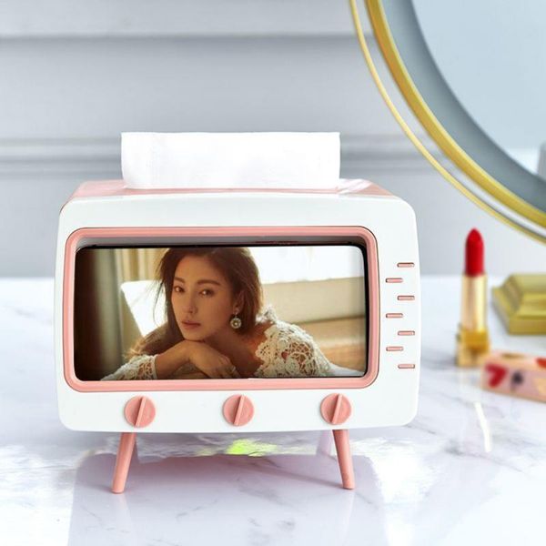 

tissue boxes & napkins 2 in 1 tv shape box with phone stand office desknapkin case organizer creative design magnifying rac #