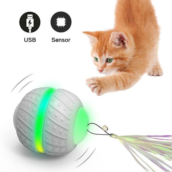 

cat toys electric magic ball toy automatic rolling bouncing intelligent led light interactive teasing bell usb rechargeable