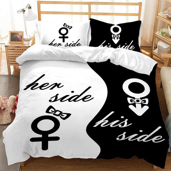 

bedding sets black and white lovers stylet comforter cover set kids teens boys duvet quilt droppshiping