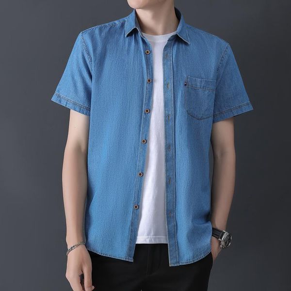 

men's casual shirts summer thin denim shirt short sleeve leisure hong kong style handsome jacket korean trend loose tide coat, White;black