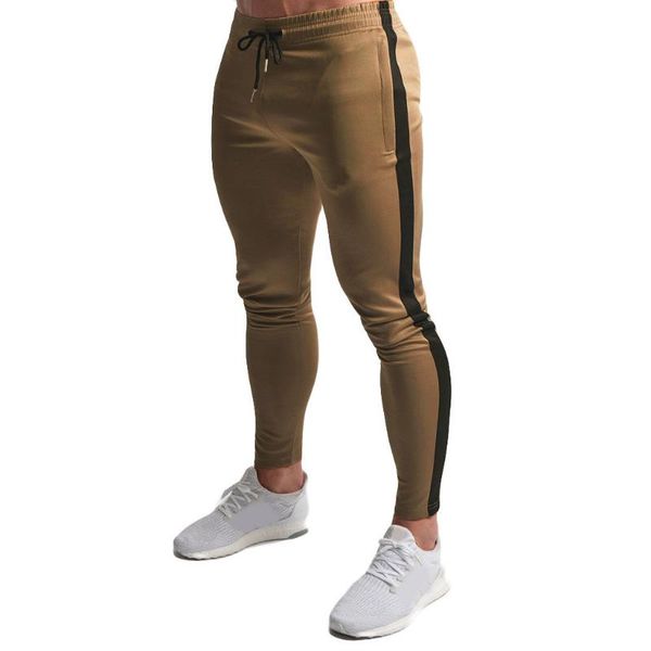 

men's pants sweatpants men jogger side stripe casual trousers pantalon homme comfortable sports d91120, Black