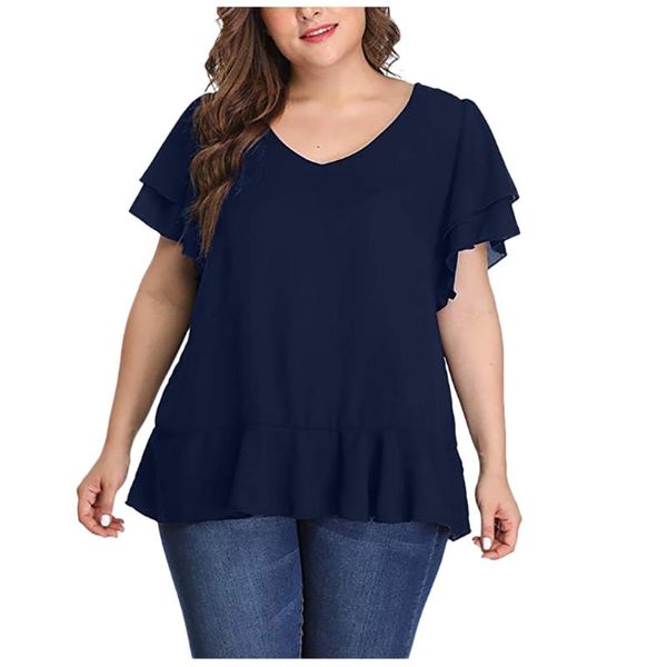 

women's blouses & shirts plus size short sleeve women o-neck solid color casual ladies fashion large elegant summer blusas mujer g3, White