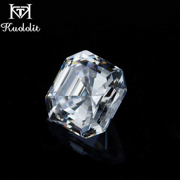 

kuololit natural moissanite loose gemstone for customize jewelry asscher cutting white vvs1 d color solitaire for engagement diy h1015, Black