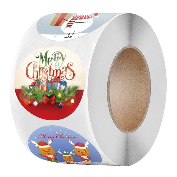 

gift wrap 500pcs/roll merry christmas stickers decorative package envelope stationery sticker wrapping box seal labels tags