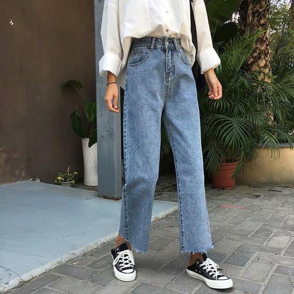 

vintage women denim blue jeans trousers -5xl oversize fat high waisted autumn loose wide leg pants street elegant women's