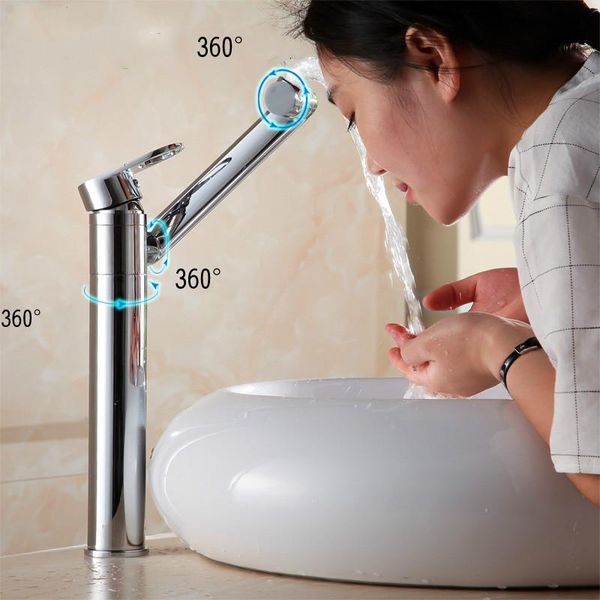 

bathroom washroom brass plus high pots, faucets, and cold bills, single holes can be rotated. sink faucets