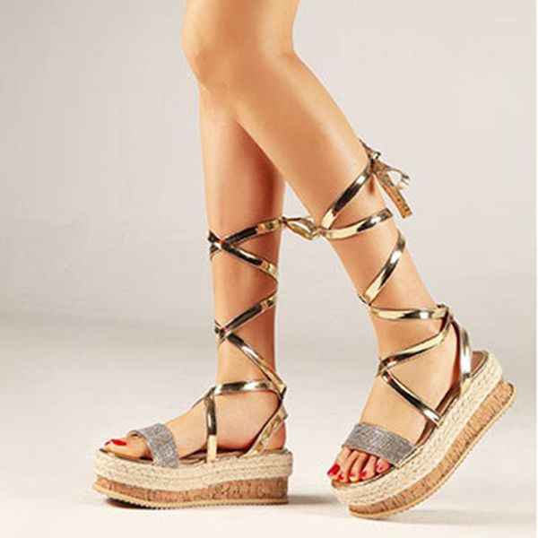 

summer women platform sandals fashion high heels shoes gladiator wedges espadrilles ladies, Black
