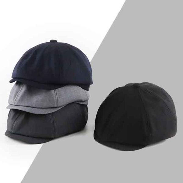 

autumn winter spring men women beret hat gentlemen retro sboy cap casual flat female octagonal vintage painter art outdoor hats, Black;white