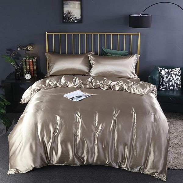 

bedding sets 30 colors 100% silk four-piece set silky duvet cover sheet ice 1.5m 2m 4 pcs