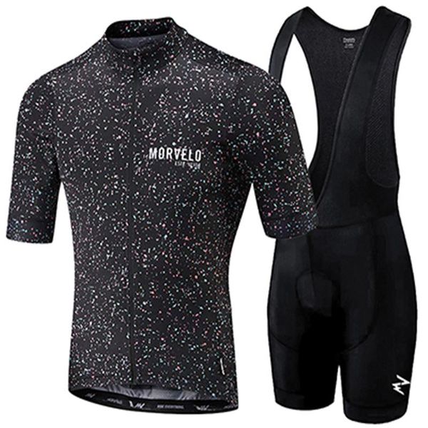 

racing sets 2021 summer pro team morvelo men's cycling jersey set short sleeve ropa ciclismo maillot mtb bike suit cycle clothing kit, Black;blue