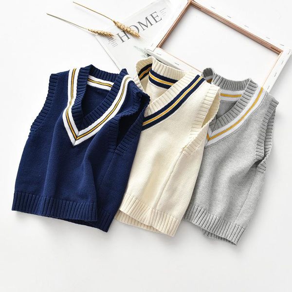 

fashion boys knitted school uniform vest sweater coat clothes year baby warm soft cotton jacket outwear clothing cardigan, Blue