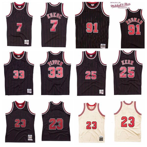 

mens 23 mj 91 rodman 33 pippen basketball jersey 25 kerr 7 kukoc mitchell & ness 1995-96 hardwoods classics authentic jerseys, Black;red