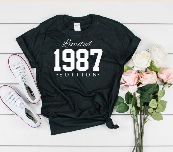 

women's t-shirt 1987 limited edition birthday shirt, 34th t-shirt, customized year, party shirt unisex, White
