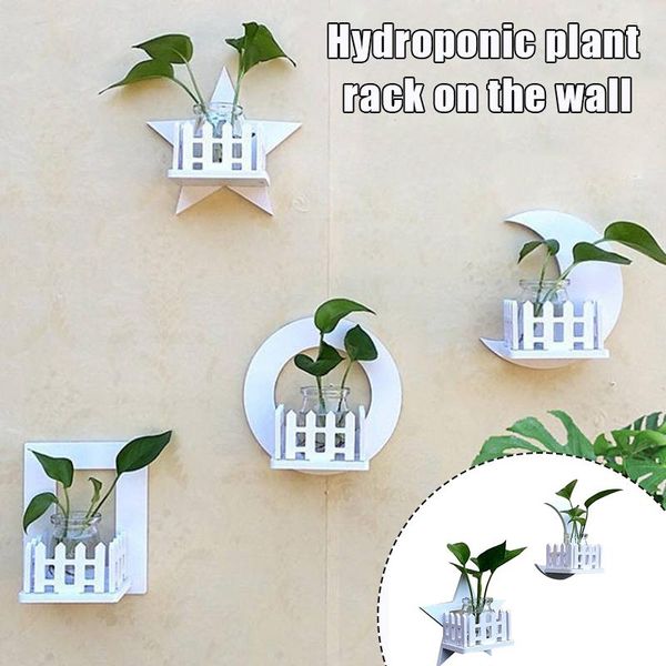 

2/3 pcs punch-hydroponic plant pot rack set adhesive wall-mounted flower pots holder with glass and glue 17*17cm vase vases