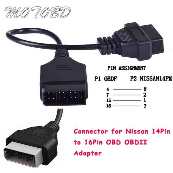 

diagnostic tools for 14 pin to obd2 16 cable car connector 14pin 16pin obd obdii adapter