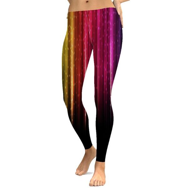 

women's leggings fashionprint color light stripe print casual ladies, Black