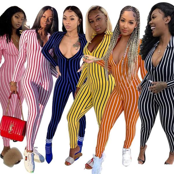 

v-neck striped slim knit jumpsuit european and american sports women's clothing pants & capris, Black;white