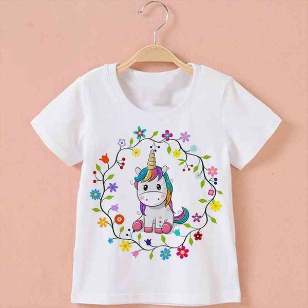 

girls unicorn print t shirts cute unicorno summer tees clothing children cartoon clothes casual, Blue