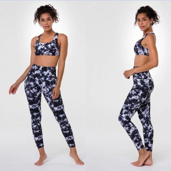 

yoga outfit tie dye set women sportwear workout clothes for active wear gym leggings sport backless fitness suit 2021