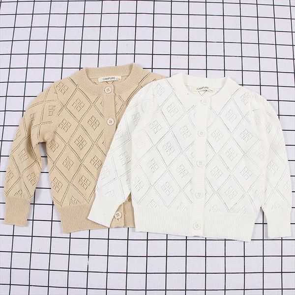 

children sweater autumn winter cotton knitted cardigan hollow out lattice baby jacket 1 6y retro, Blue