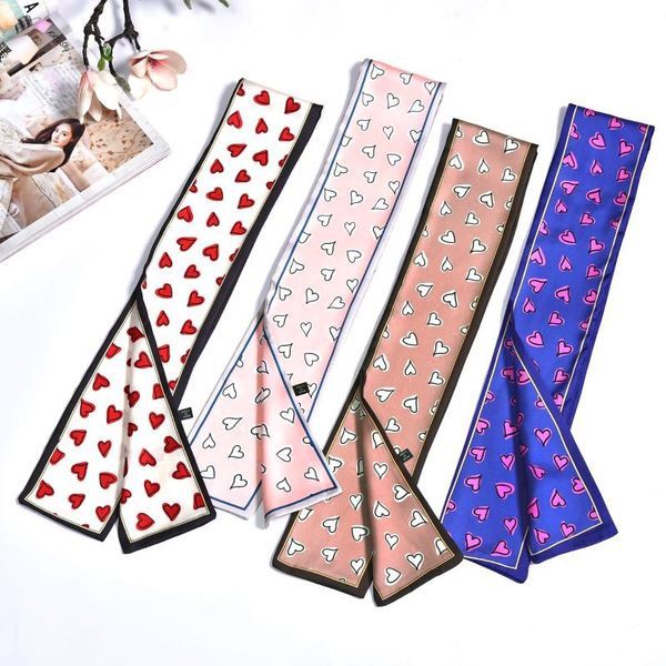 

scarves foulard femme scarf women multicolor peach heart printing simulation silk wild women's headscarf, Blue;gray