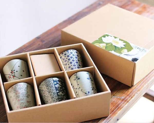 

mugs japanese style ceramic water cup set creative gift box business