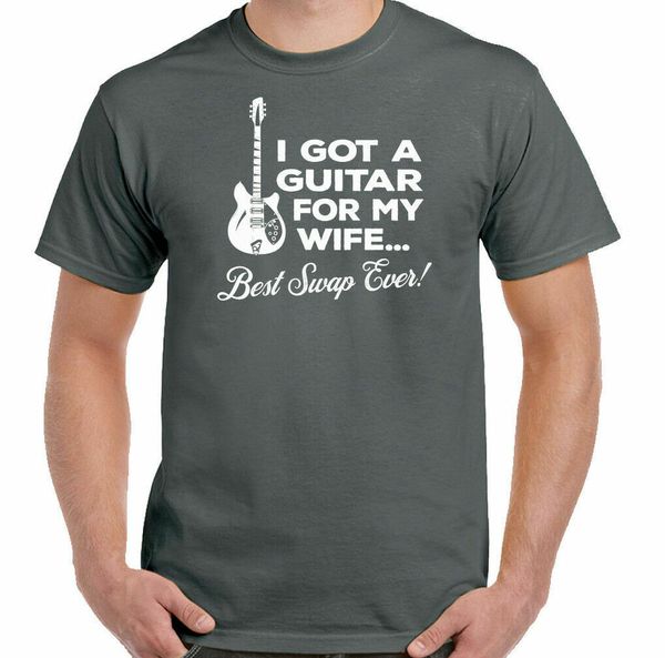 

guitar t-shirt for my wife mens funny acoustic electric bass rock band, White;black