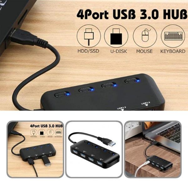 

hubs abs durable high speed cable hub black expansion dock plug and play for pc