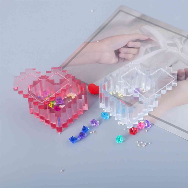 

heart shaped box resin mold pixel love storage box resin casting silicone mold epoxy diy art crafts for storing jewelry trinket