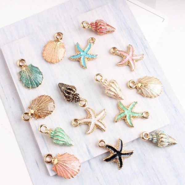

pendants 15 pcs/set jewelry accessory shell conch starfish pendant for necklace bracelet, Black