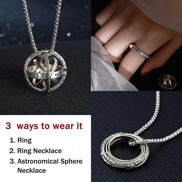 

ring vintage gold color astronomical sphere ball finger s complex rotating cosmic universe couple jewelry size 7-10, Golden;silver