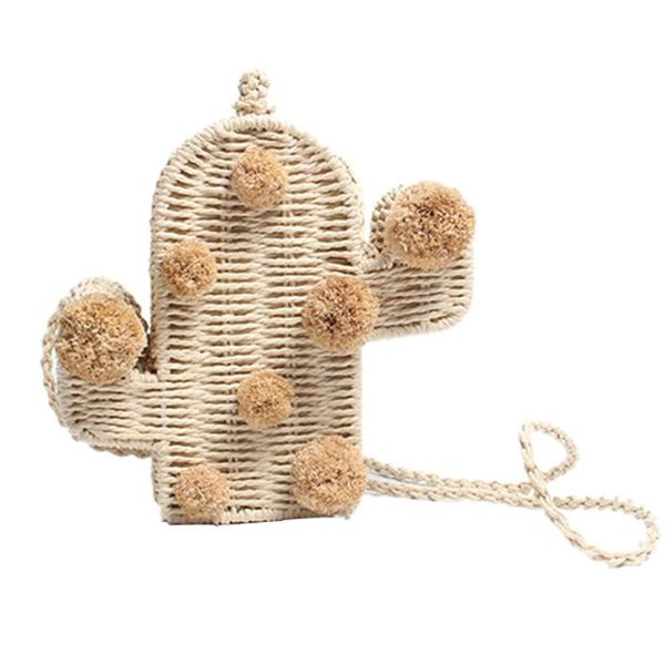 

outdoor bags cactus shape single-shoulder fashionable straw braided bag